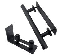OKODOKO Sliding Barn Door Handle & Adjustable Floor Guide Set - Black Pull Handle with Roller Guide for Wooden Sliding Doors