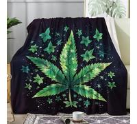okoikfc 3D Cannabis Leaves Fluffy Throw Blanket, Soft Warm Flannel Print Blanket Throw Plant Fleece Blankets for Bed Couch and Sofa, Kids Teens Adults, 70 x 100 cm D2000