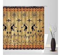 okoikfc African Culture Shower Curtain 90 x 180 cm, 3D Shower Curtains African Culture Mould Proof Resistant Fabric Bath Curtain, Waterproof Washable Bathroom Curtains with 8 Hooks b1472