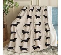 okoikfc Fluffy Throw Blanket Dachshund Soft Warm Flannel Blanket Throw Black 3D Fleece Blankets for Bed Couch and Sofa, Throws 70 x 100 cm, for Kids Teens Q1454