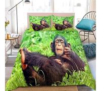 okoikfc Gorilla King Duvet Cover 3D Monkey Duvet Cover Sets 3 Piece Soft Brushed Microfiber Quilt Cover 230x220 cm and 2 Pillowcases 50x75 cm for Bedroom C-1293