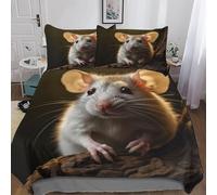 okoikfc Mouse Single Duvet Cover Set 135x200 cm 3D Hamster Single Bedding Sets 2 Piece Soft Brushed Microfiber Quilt Cover 135x200 cm and 1 Pillowcase 50x75 cm for Bedroom C-1066