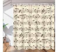 okoikfc Note Music Shower Curtain 220 x 200cm, 3D Shower Curtains Music Notes Mould Proof Resistant Fabric Bath Curtain, Waterproof Bathroom Curtains Extra Long 200cm Drop with 12 Hooks b2258