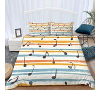 okoikfc Stripes Single Duvet Cover Set 135x200 cm 3D Musical Notes Single Bedding Sets 2 Piece Soft Brushed Microfiber Quilt Cover 135x200 cm and 1 Pillowcase 50x75 cm for Bedroom C-954