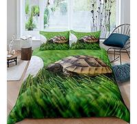 okoikfc Sulcata Tortoise King Size Duvet Cover Sets 3D Pattern Bedding Sets King Size Microfiber Quilt Cover For Kids Girls Boys Teens Room Decor