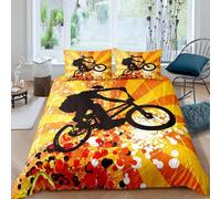 okoikfc Super King Size Duvet Cover Sets Bicycle Winter Soft Microfiber 3D Printing Boy Bedding Set, Quilt Cover 260x220 cm and 2 Pillowcases 50x75 cm with Zipper EE1631