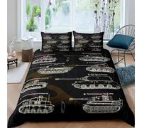 okoikfc Tank Duvet Cover Set 3D Military Tank Bedding Sets 3 Piece Soft Brushed Microfiber Quilt Cover 150x200 cm and 2 Pillowcases 50x75 cm for Bedroom C-1956