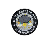 OKOMCM Daily Shitstorm Survivors Club 3'' Hook and Loop Embroidered Patch, Mental Health Humor Cloud Tactical Appliques DIY Patches for Clothes Backpacks Hats, Embroidery Patches Gift for Boys Girls