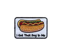 OKOMCM I Got That Dog in Me 3'' Hook and Loop Embroidered Patch, Funny Food Tactical Appliques DIY Patches for Clothes Backpacks Hats, Sarcasm Hotdogs Embroidery Patches Gift for Boys Girls