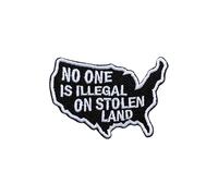 OKOMCM No One is Illegal on Stolen Land 3'' Hook and Loop Embroidered Patch, Political Statement Tactical DIY Appliques Patches for Clothes Backpacks Hats, USA Map Human Rights Gift for Boys Girls