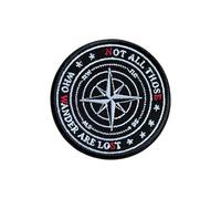 OKOMCM Not All Those Who Wander are Lost 3'' Hook and Loop Embroidered Patch, Compass Adventure Tactical Appliques DIY Patches for Clothes Backpacks Hats, Embroidery Patches Gift for Hiking Lovers