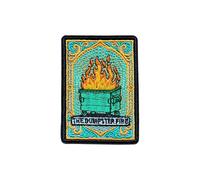 OKOMCM The Dumpster Fire Tarot Card 3'' Hook and Loop Embroidered Patch, Funny Sarcastic Meme Tactical Appliques DIY Patches for Clothes Backpacks Hats, Sarcasm Embroidery Patches Gift for Boy Girl