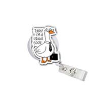 OKOMCM Today! I'm a Serious Goose Retractable Badge Reels, Goose Silly Size 2 inches Belt Clip Acrylic ID Badge Holder, Sarcastic Animal Badge Lanyard, Accessories DIY Gifts for Co-Worker Friends