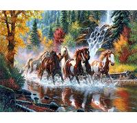 OKOUNOKO 1000 Piece Jigsaw Puzzles For Adults 3D Spectacular Horses Modern Home Decor For Living Room Hand Unique Gifts Picture Art Wooden Assembling Personalised Puzzle Piece Game