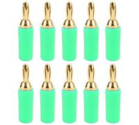OKOVO 10PCS J.10007 2.5mm Brass Banana Plug Gold Plated Banana Plug Connector Instrument Test Plug (Green)