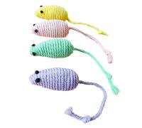 OKOVO 4Pcs Cat Interactive Toy with Built in Sound Stone,Soft Comfortable Relieve Boredom Cotton Rope Weaving Cat Toy,Cartoon Kitten Teething Interactive Toy (Little Mouse)