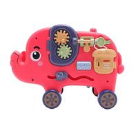 OKOVO Children Cartoon Toy Shape Matching Track Whacking Game Sliding Rotating Elephant Gear Toy Multifunctional Early Education Toy for Kids (Red)