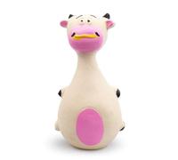 OKOVO Latex Dog Squeaky Toys,Cartoon Design Bite Resistant Chew Toy,Chicken Duck Squeeze Squeak Interactive Play for Medium Large Dogs (White Cow)