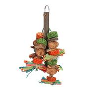 OKOVO Parrot Chewing Toy Multi Colored Corn Cobs Wood Blocks Nuts Bark Hanging Pet Bird Bite Toy for Chewing Beak Exercise