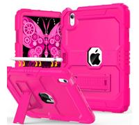 OKP Case for iPad 10th Generation 2022, Heavy Duty Shockproof Rugged 10th Gen ipad Case with Pencil Holder & Built-in Stand, Hard 10.9 inch iPad 10 Gen Protective Cover for Kids Girls Boys, Hot Pink