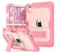 OKP Case for iPad 10th Generation 2022, Heavy Duty Shockproof Rugged 10th Gen ipad Case with Pencil Holder & Built-in Stand, Hard 10.9 inch iPad 10 th Gen Protective Cover, Pink+Light Pink