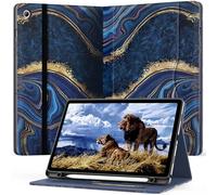 OKP Case for Samsug Galaxy Tab A9+ Plus 11 inch 2024(SM-X210/X216/X218), PU Leather Folio Cover with Multi-Angle Stand//Pen Holder, Auto Wake/Sleep Case for Galaxy A9+ 11" Tablet (Marble Oceanblue)