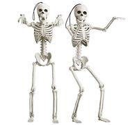 OKPOW 2 PCS 40cm Realistic Spooky Full Body Hanging Skeletons - Halloween Prop Decor for Haunted House