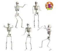 OKPOW 40cm Halloween Posable Skeletons Realistic Spooky Full Body Hanging Skeletons Halloween Prop Decor for Haunted House Decoration (Multiple)