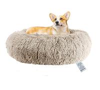 OKPOW Donut Dog Bed,50cm Calming Anti Anxiety Small Dog Beds,Washable Soft Warm Plush Fleece Fluffy Soothing Cat Pet Cushion,Round Orthopedic Relief Improved Sleeping Non Slip Bottom Kitten Bed,