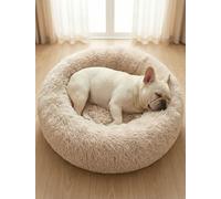 OKPOW Donut Dog Bed,Calming Anti Anxiety Large Dog Beds,Washable Soft Warm Plush Fleece Fluffy Soothing Cat Pet Cushion,Round Orthopedic Relief Improved Sleeping Non Slip Bottom Kitten Bed,80cm