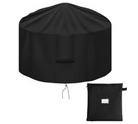 OKPOW Fire Pit Cover 90cm, Firepit Covers Waterproof Round-600D,Anti-UV,Heavy Duty Rip Proof Oxford Fabric Firepit Cover,Round Fire Pit Covers-Black(90cm*50cm)