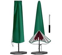 OKPOW Parasol Cover Waterproof - 600D Heavy Duty Garden Fit for 2.5m 2.7m 3m Large Outdoor Umbrella Anti-UV Windproof Patio Protection With Zip, Green, 190cm× 30/50cm (HG227)