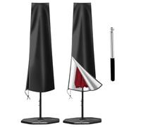 OKPOW Parasol Cover Waterproof for Garden: Heavy Duty 600D, Fit 2m to 3m Outdoor Umbrella Protector, UV & Windproof with Long Zip & Telescopic Pole, Easy Use, Tear & Fade Resistant