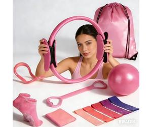 OKPOW Pilates Equipment for Home Workout: 13-Piece Professional Pilates Ring & Resistance Set with 3-Stage Progress Levels, Target 5 Key Muscle Groups, Portable Gear for Beginners Women