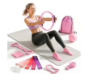 OKPOW Pilates Equipment for Women Exercise: 13pcs Pilates Essential Kit at Home Workout Gear with Ball, Ring & Resistance Bands,Portable Fitness Set for Beginners Men, Stop Searching & Start Training