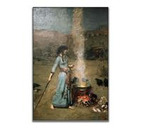 OKRA John William Waterhouse Poster - Magic Circle Print - Witchy Home Decor - Gothic Home Decor - Cool Canvas Wall Decor for Bedroom, Living Room, Hotel, Unframed (12×18in/30×45cm)…