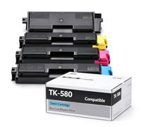 Okra TK-580 Toner Compatible with Kyocera 1T02KT0NL0 (TK-580 K) 1T02KTCNL0 (TK-580 C) 1T02KTBNL0 (TK-580 M) 1T02KTANL0 (TK-580 Y) for Kyocera ECOSYS P 6021 CDN CDN Kyocera FS-C 5150 DN Pack of 4