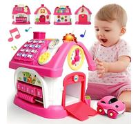 OKREVIEW Montessori 8-in-1 Bilingual Musical Activity House | EN/ES Learning Toy with Volume Control & Travel Handle | Develops Fine Motor Skills for 1-3 Year Old Toddlers & First Birthday Gift