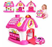 Okreview Toys for 18+ Month Old Girl, 8-in-1 Multi-Functional Musical House | Montessori English & Spanish Bilingual Learning Toys with Lights & Sound, Educational Birthday Xmax Gifts for 18M+ Kids Girls