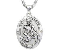 OKROKTOT Religious Saint Medal Necklace Jesus Crucifix/St Michael/St Christopher/Virgin Mary/St Peregrine Pendant Christian Protection Amulet Jewelry Gifts for Men Father Brother, Base, No Gemstone