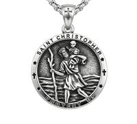 OKROKTOT Religious Saint Medal Necklace Jesus Crucifix/St Michael/St Christopher/Virgin Mary/St Peregrine Pendant Christian Protection Amulet Jewelry Gifts for Men Father Brother, Base, No Gemstone