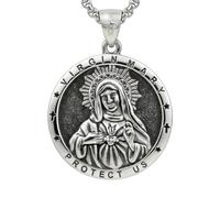 OKROKTOT Religious Saint Medal Necklace Jesus Crucifix/St Michael/St Christopher/Virgin Mary/St Peregrine Pendant Christian Protection Amulet Jewelry Gifts for Men Father Brother, Base, No Gemstone