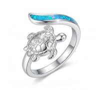 OKROKTOT Ring for Women with Blue Opal Gemstone Open Ended Spiral Rings Adjustable Ring Jewelry Gift for Christmas Halloween Easter Mother’s Day Valentine’s Day Birthday, Base, Opal