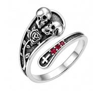 OKROKTOT Vintage Skull Spoon Ring Gothic Skeleton Rose Rings for Women Men