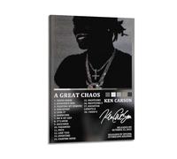oksdjhrnn Rapper Ken Poster Carson Album A Great Chaos Tracklist Poster Decorative Canvas Poster Wall Art Decor Living Modern Family Bedroom Decoration Poster 12x18inch(30x45cm) Frame-style
