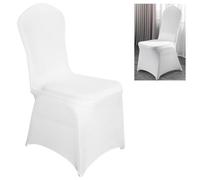 OKSTENCK 100 White Lycra Spandex Stretch Seat Covers,Wedding Celebration Anniversary Chair Covers, Catering Banquet Party Decoration Chair Covers for Parties, Weddings, Catering and Banquets