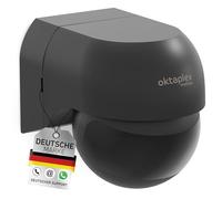 Oktaplex Ana PIR Motion Detector Outdoor Swivel IP44 180° Motion Detector Surface-Mounted Range 10 m Anthracite Motion Sensor 230 V Black