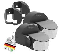 Oktaplex Bea Set of 2 Outdoor Motion Detectors IP65 Pivoting Includes Corner Wall Mount PIR Sensor 180° 12 m Range Motion Sensor Surface-Mounted 230 V Anthracite