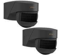 Oktaplex Lea Set of 2 Motion Sensors Outdoor IP54 PIR Sensor 180 Degree 12 m Wall / Ceiling / Corner Mounting 230 V Anthracite LED Suitable