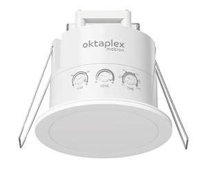 Oktaplex Noa Presence Detector Ceiling 360 Degrees 24GHz IP65 Radar Motion Sensor 6 m Presence Sensor Suitable for Bathroom Flush-Mounted Flat White 230 V